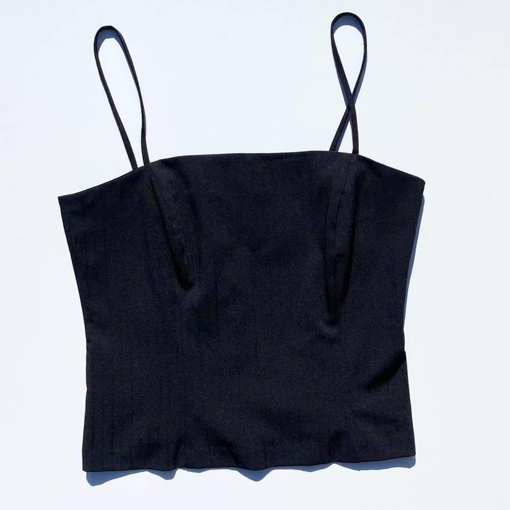 Vintage Black strap top Women's Large, 9/10 Y2K 2000s Summer Emo Goth Grunge 90s